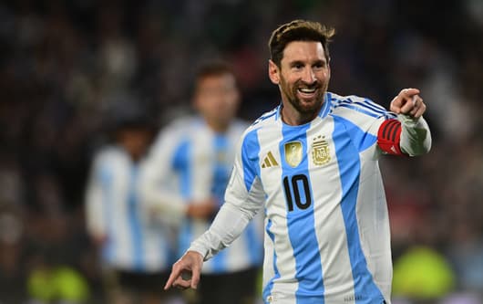 Lionel Messi celebrates scoring for Argentina against Venezuela, 2026 World Cup qualifying