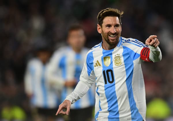 Lionel Messi celebrates scoring for Argentina against Venezuela, 2026 World Cup qualifying
