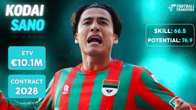 De Skill-rating, ETV en contractduur van Kodai Sano.