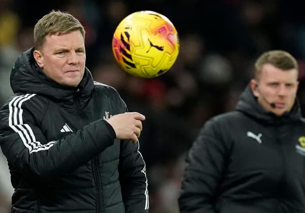Eddie Howe reacts during Newcastle's Premier League match with Manchester United