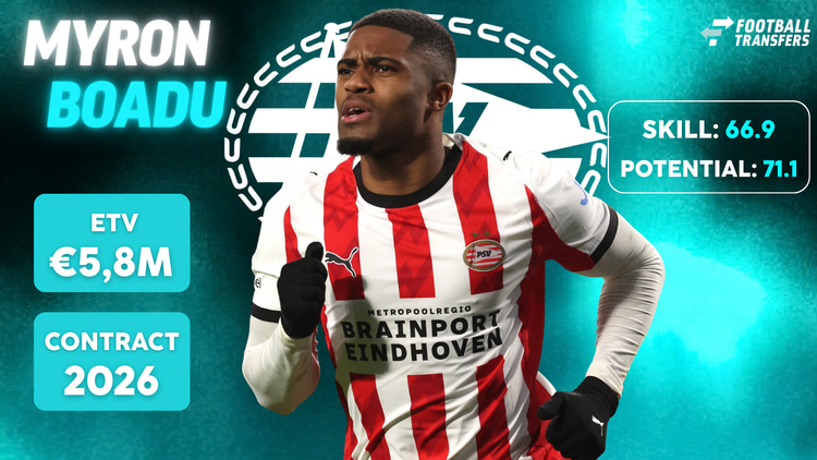 Myron Boadu bij PSV