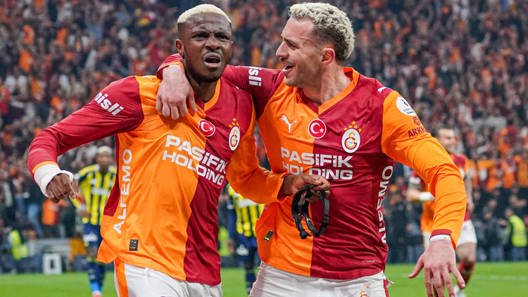 Victor Osimhen and Baris Alper Yilmaz both scored for Galatasaray in front of Arsenal director Andrea Berta.