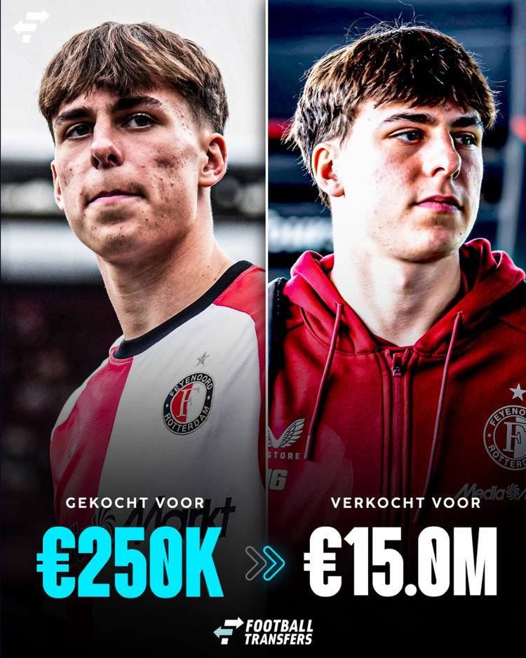 Feyenoord maakte 14,75 miljoen euro winst op Leo Sauer, die woensdag bij VfB Stuttgart tekende.