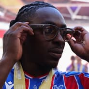Eberechi Eze celebrates winning the Community Shield with Crystal Palace