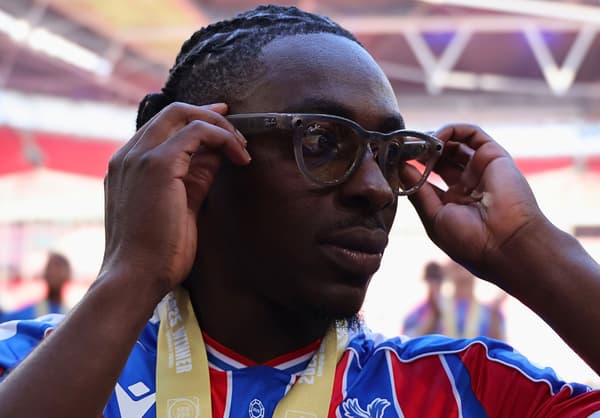 Eberechi Eze celebrates winning the Community Shield with Crystal Palace