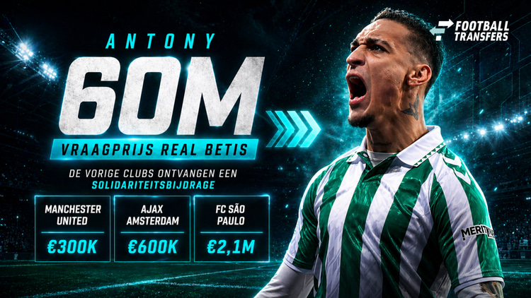 Inkomsten voor andere clubs bij een transfer van Antony. Ajax kan 600.000 euro ontvangen.