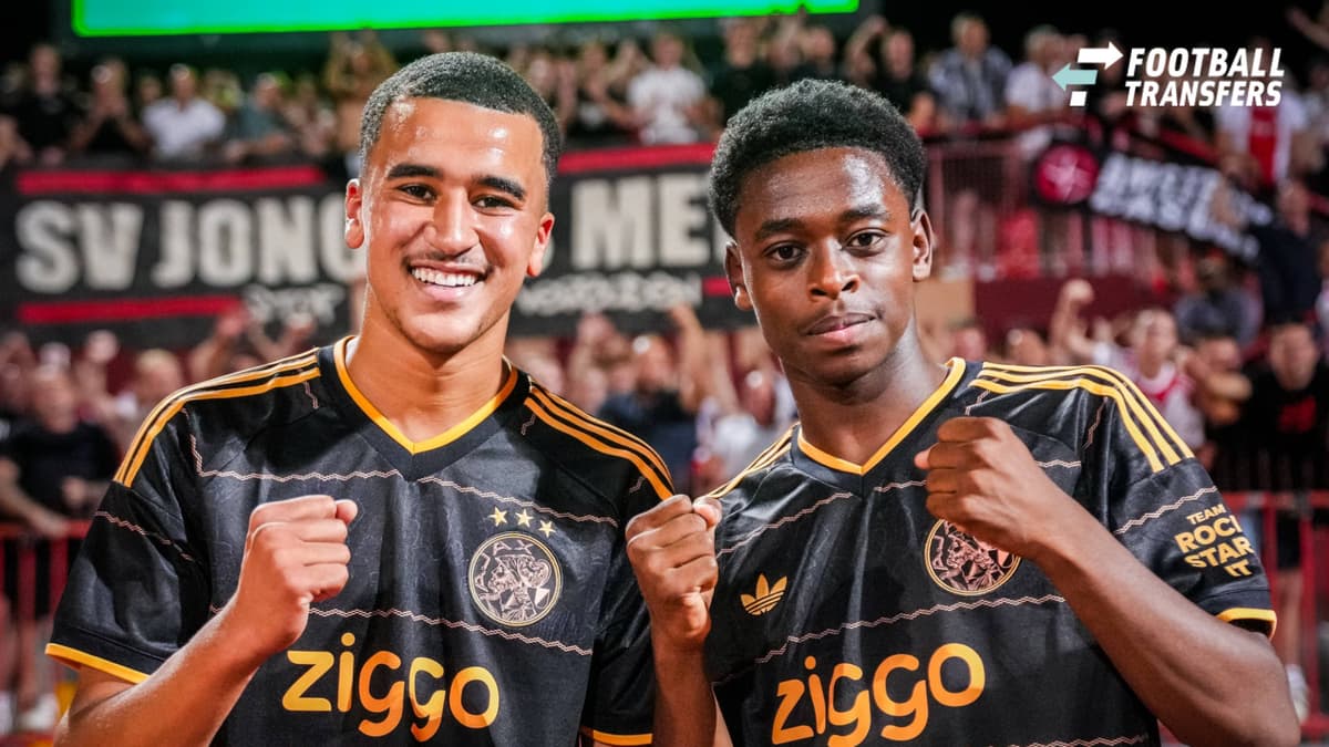 NOVI SAD , 23-07-2026 , Karadjordje Stadium , season 2026 2027 , UEFA Conference League play-off football , Match between FK Vojvodina and Ajax , picture shows European debut for Ajax youth players Abdellah Ouazane and Ajax player Mohamed Abdalla FK...
