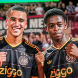 NOVI SAD , 23-07-2026 , Karadjordje Stadium , season 2026 2027 , UEFA Conference League play-off football , Match between FK Vojvodina and Ajax , picture shows European debut for Ajax youth players Abdellah Ouazane and Ajax player Mohamed Abdalla FK...