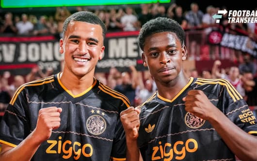 NOVI SAD , 23-07-2026 , Karadjordje Stadium , season 2026 2027 , UEFA Conference League play-off football , Match between FK Vojvodina and Ajax , picture shows European debut for Ajax youth players Abdellah Ouazane and Ajax player Mohamed Abdalla FK...