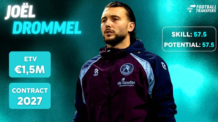 De Skill-rating, ETV en contractduur (bij PSV) van Joël Drommel.