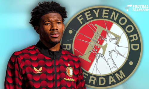 Gaoussou Diarra en het logo van Feyenoord