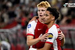 ALKMAAR - Kees Smit and Ro-Zangelo Daal of AZ after their 1-0 during the Dutch Eredivisie match between AZ Alkmaar and ADO Den Haag at the AFAS Stadium on August 8, 2026 in Alkmaar, the Netherlands. OLAF KRAAK ANP Eredivisie 2026 27 xVIxANPxSportx x...