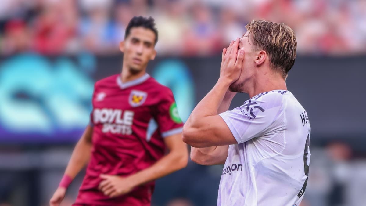 Rasmus Hojlund misses a chance for Man Utd against West Ham, pre-season 2025/26