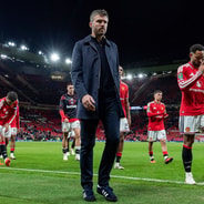 Michael Carrick following Manchester United's Carabao Cup loss to Brighton at Old Trafford, 2026/27