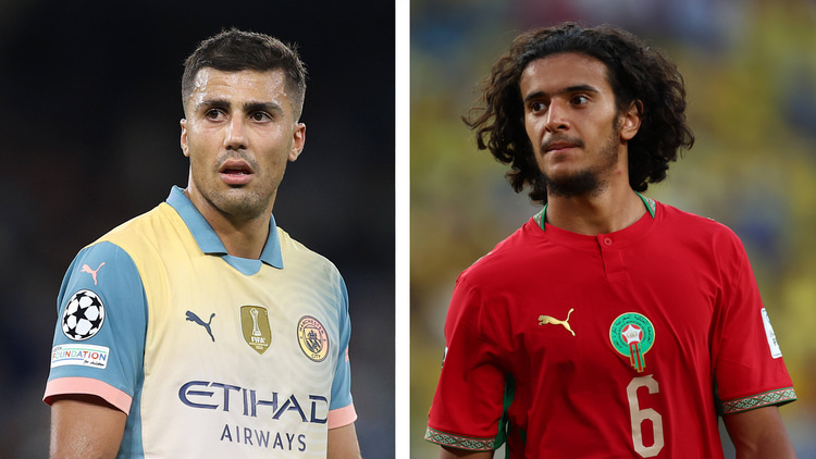 Rodri (left) and Ayyoub Bouaddi (right)