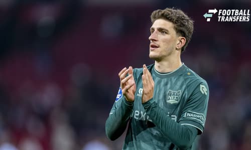AMSTERDAM: NEC Nijmegen defender Ahmetcan Kaplan during the Vriendenloterij Eredivisie match between Ajax and NEC at the Johan Cruijff ArenA on October 10, 2026, in Amsterdam, the Netherlands. Photo by DeFodi Images