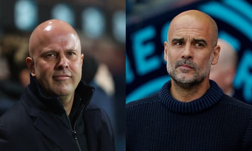 Liverpool manager Arne Slot and Man City manager Pep Guardiola