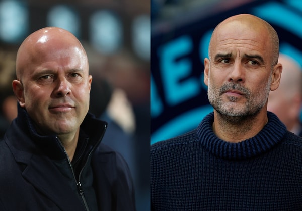 Liverpool manager Arne Slot and Man City manager Pep Guardiola
