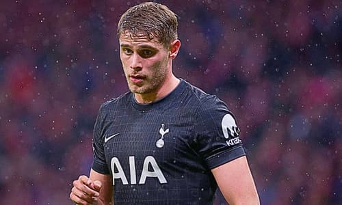 Micky van de Ven in action during Tottenham's Champions League loss to Atletico Madrid