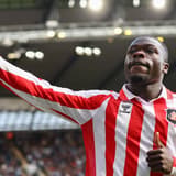 20th September 2026; Etihad Stadium, Manchester, England; Premier League Football, Manchester City versus Sunderland; Brian Brobbey of Sunderland celebrates after scoring in the 12th minute to make it 1-1 RogerxEvans