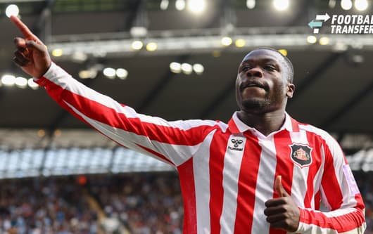 20th September 2026; Etihad Stadium, Manchester, England; Premier League Football, Manchester City versus Sunderland; Brian Brobbey of Sunderland celebrates after scoring in the 12th minute to make it 1-1 RogerxEvans