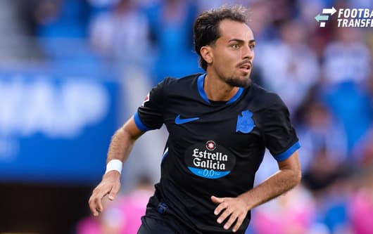 Real Sociedad v RC Deportivo de A Coruna - LaLiga EA Sports Giacomo Quagliata of RC Deportivo de A Coruna in action during the LaLiga EA Sports match between Real Sociedad and RC Deportivo de A Coruna at Anoeta on October 11, 2026, in San Sebastian,...