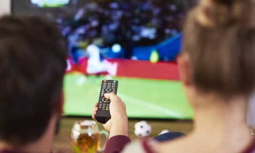 Football watching, stock image