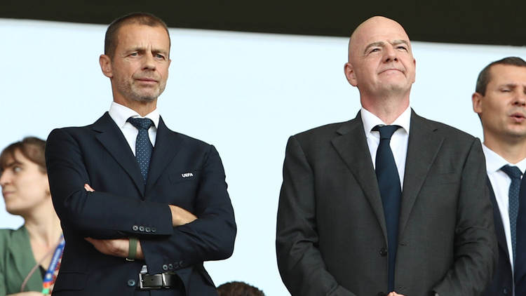 UEFA president Aleksander Ceferin and Gianni Infantino