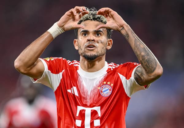 Bayern Munich's Luis Diaz celebrates scoring against RB Leipzig, 2025/26