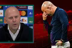 Arne Slot reacts to Liverpool's Champions League defeat to PSV