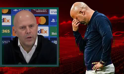 Arne Slot reacts to Liverpool's Champions League defeat to PSV