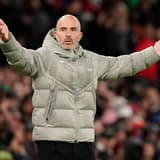 Chelsea manager Enzo Maresca gestures during a 2-1 loss to Manchester United in the Premier League