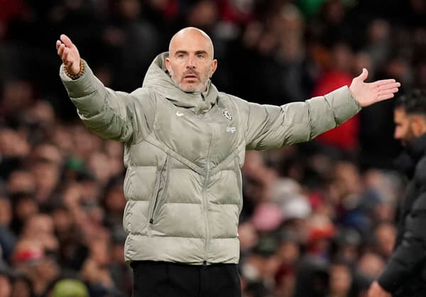 Chelsea manager Enzo Maresca gestures during a 2-1 loss to Manchester United in the Premier League