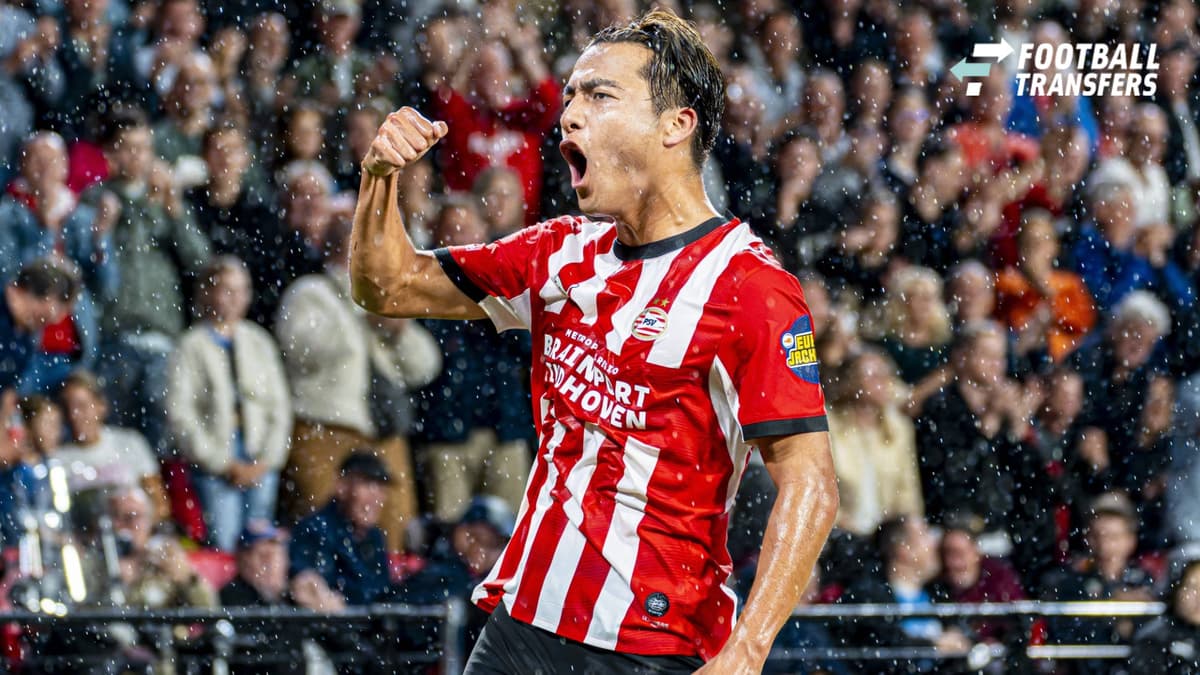 EINDHOVEN - Kodai Sano of PSV Eindhoven celebrates his team s second goal during the Eredivisie match between PSV Eindhoven and Sparta Rotterdam at the Philips Stadium on September 13, 2026, in Eindhoven, the Netherlands. KEVIN SENDERS ANP Eredivisi...