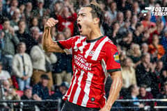 EINDHOVEN - Kodai Sano of PSV Eindhoven celebrates his team s second goal during the Eredivisie match between PSV Eindhoven and Sparta Rotterdam at the Philips Stadium on September 13, 2026, in Eindhoven, the Netherlands. KEVIN SENDERS ANP Eredivisi...