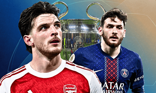 Declan Rice, Khvicha Kvaratskhelia, Champions League