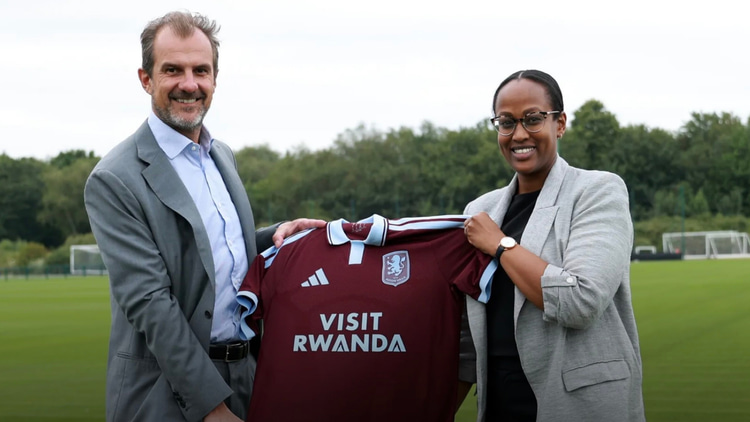 Aston Villa are sponsored by Visit Rwanda this season
