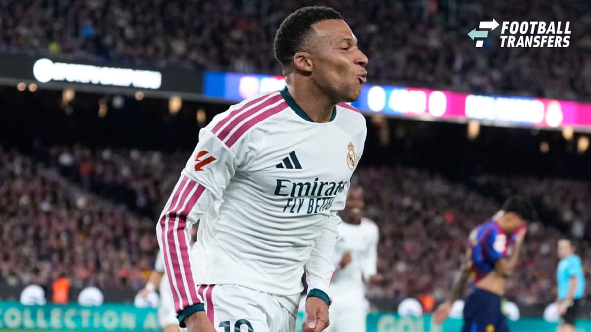 October 25, 2026, Barcelona, Barcelona, Spain: Kylian Mbappe of Real Madrid CF celebrates after scoring his team s first goal during the Spanish League, LaLiga EA Sports, football match between FC Barcelona, Barca and Real Madrid CF at Spotify Camp ...