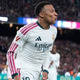 October 25, 2026, Barcelona, Barcelona, Spain: Kylian Mbappe of Real Madrid CF celebrates after scoring his team s first goal during the Spanish League, LaLiga EA Sports, football match between FC Barcelona, Barca and Real Madrid CF at Spotify Camp ...