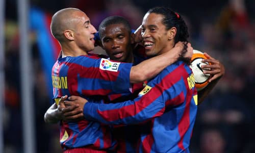 Henrik Larsson, Samuel Eto'o and Ronaldinho