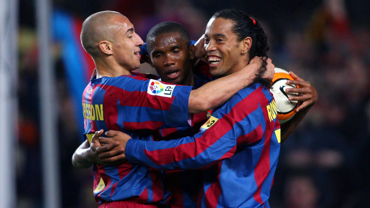 Ronaldinho (r) at Barcelona