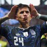 Enzo Fernandez celebrates scoring against England, 2026 World Cup