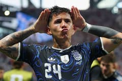 Enzo Fernandez celebrates scoring against England, 2026 World Cup