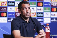 September 8, 2026, Barcelona, Barcelona, Spain: Giovanni van Bronckhorst, head coach of Feyenoord attends his press conference, PK, Pressekonferenz ahead of the UEFA Champions League 2026 27, football match against FC Barcelona, Barca at Spotify Cam...