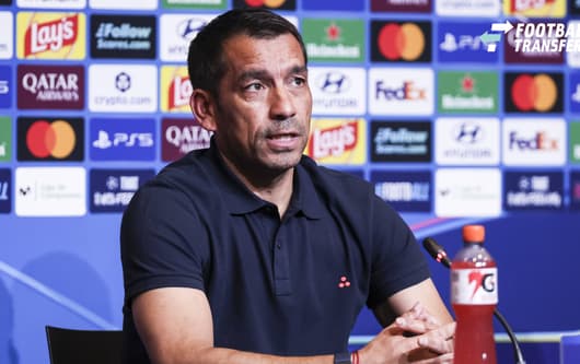 September 8, 2026, Barcelona, Barcelona, Spain: Giovanni van Bronckhorst, head coach of Feyenoord attends his press conference, PK, Pressekonferenz ahead of the UEFA Champions League 2026 27, football match against FC Barcelona, Barca at Spotify Cam...