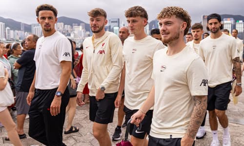 Curtis Jones, Conor Bradley, Tyler Morton, Harvey Elliott on Liverpool's pre-season tour 2025/26