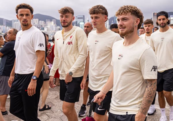 Curtis Jones, Conor Bradley, Tyler Morton, Harvey Elliott on Liverpool's pre-season tour 2025/26