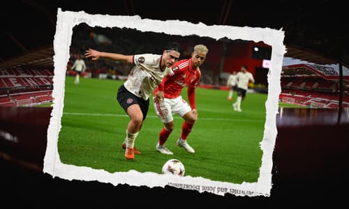 Omari Hutchinson of Nottingham Forest blamed his face cream for not being able to see against Midtjylland in the Europa League