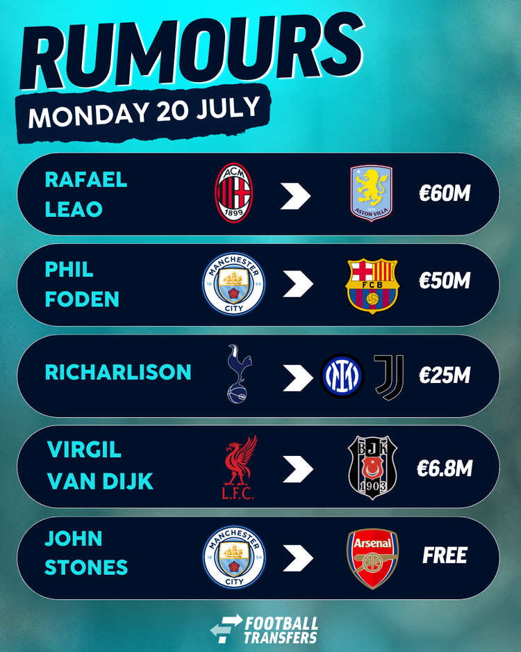 Monday 20 July Rumours