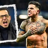 Liam Rosenior and Enzo Fernandez celebrate Chelsea's win over West Ham